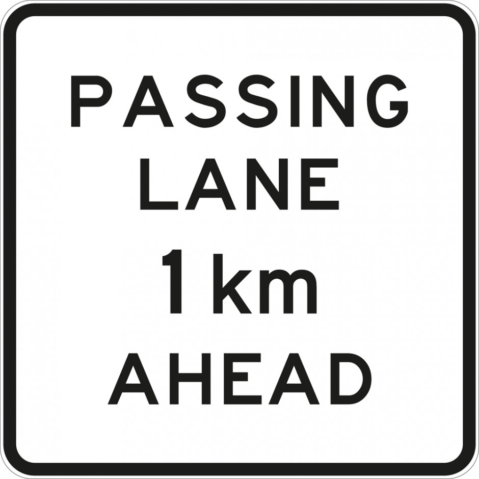 Passing Lane "__" km Ahead