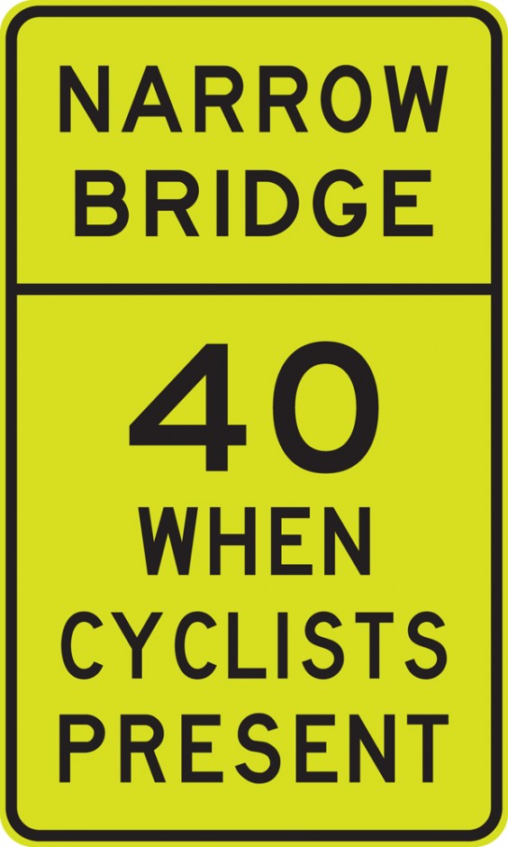 40 km/h Advisory - Cyclists on Narrow Bridge