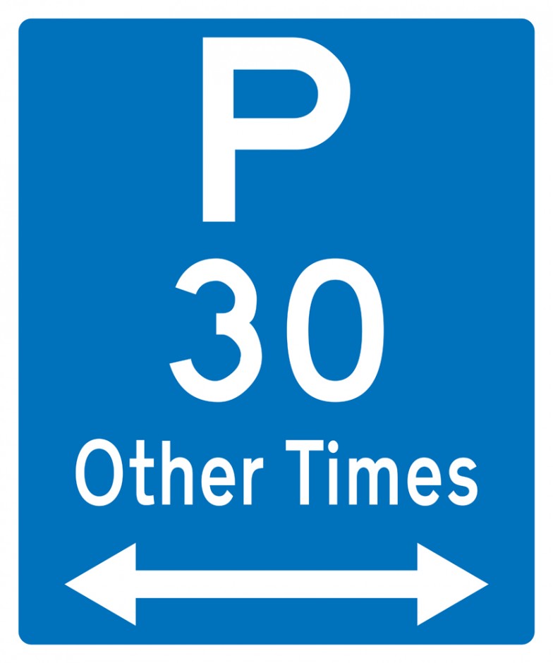 Restricted Parking Other Times P30 (With Arrows)