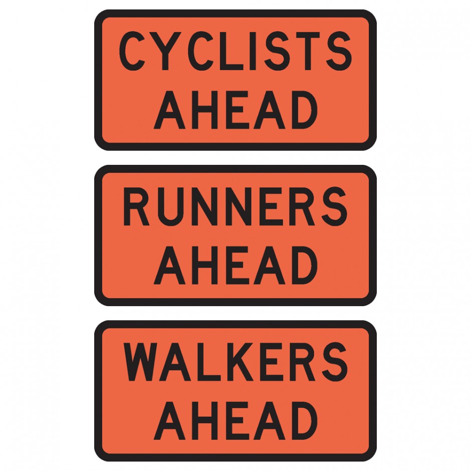 Cycle Race/Runners/Walkers Ahead