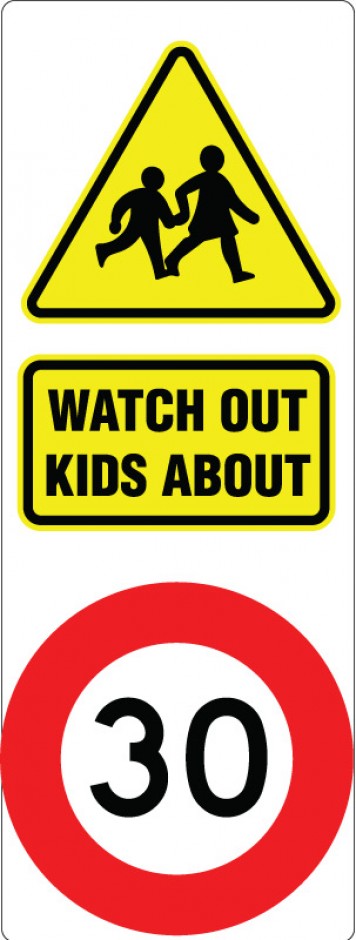 Watch out Kids About with Speed Sign