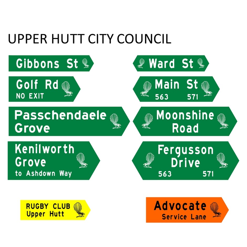 Street Name Blades - Upper Hutt City Council (UHCC)