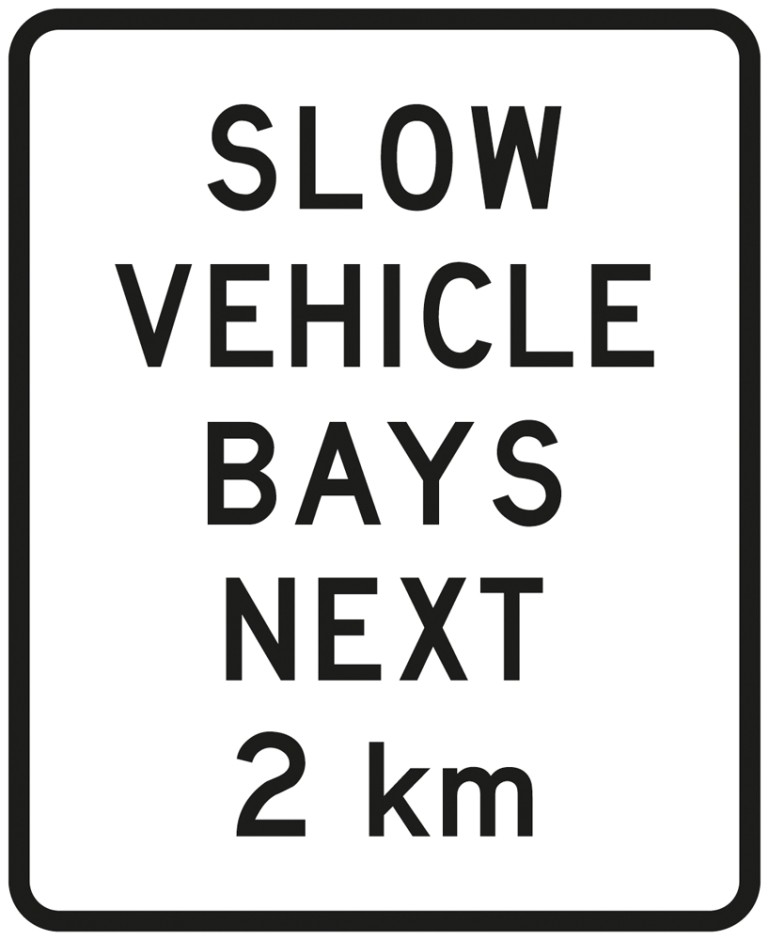 AP33 Slow Vehicle Bays Next Km Sign