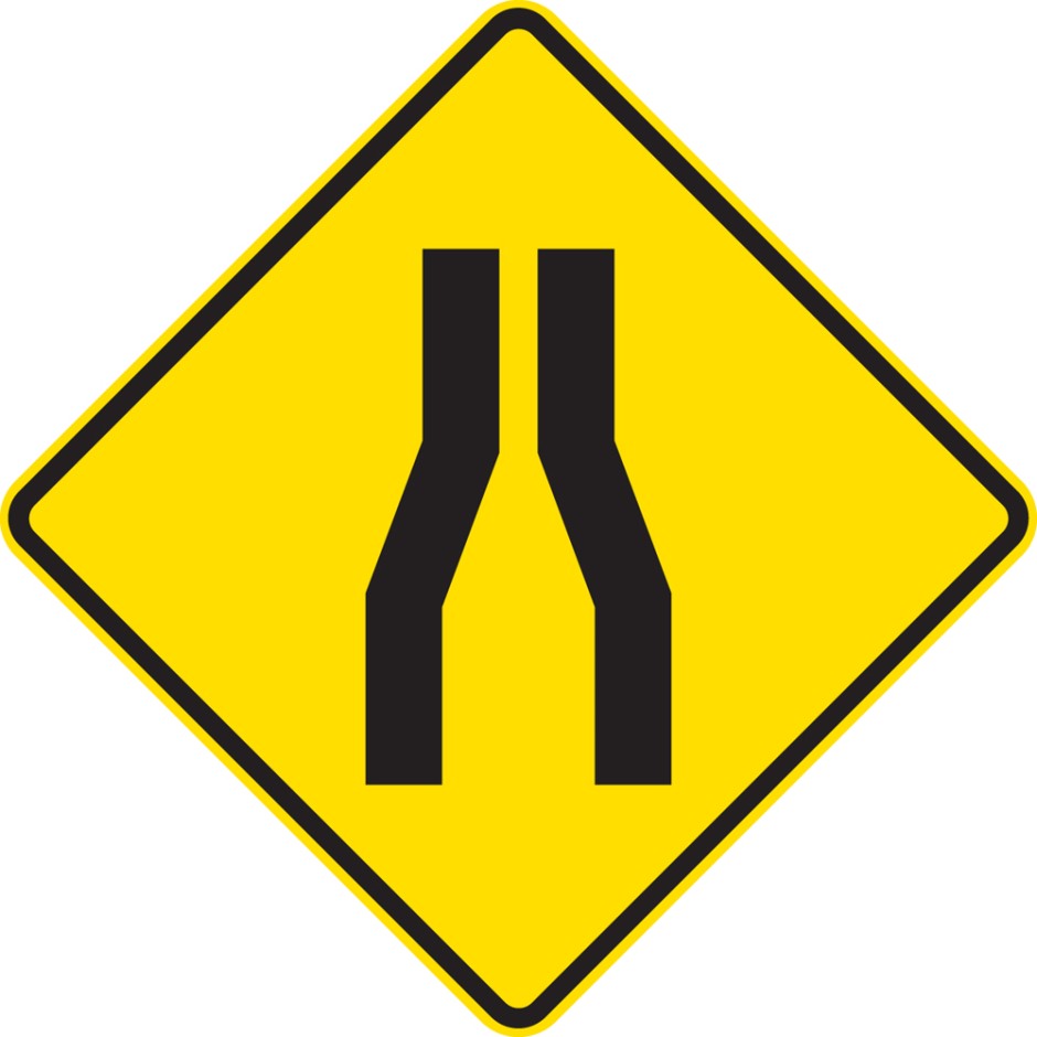 Road Narrows - Both Sides