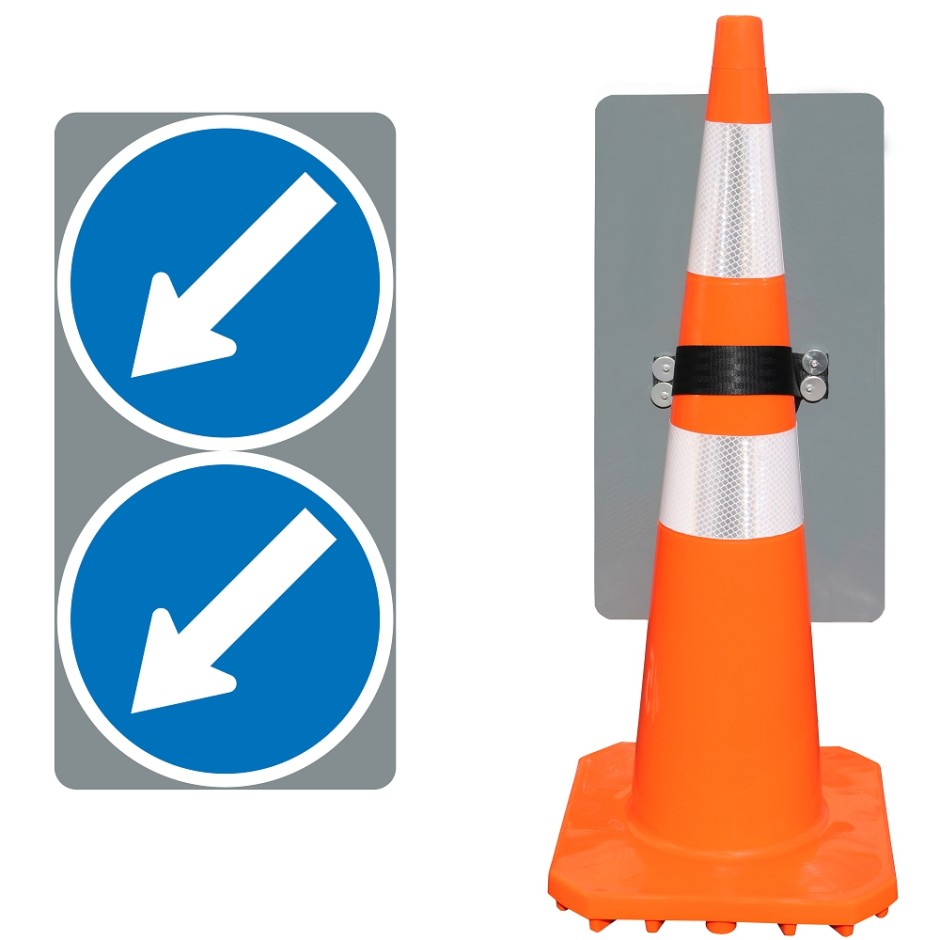 Twin Disc Keep Left Sign (Cone Mounted)