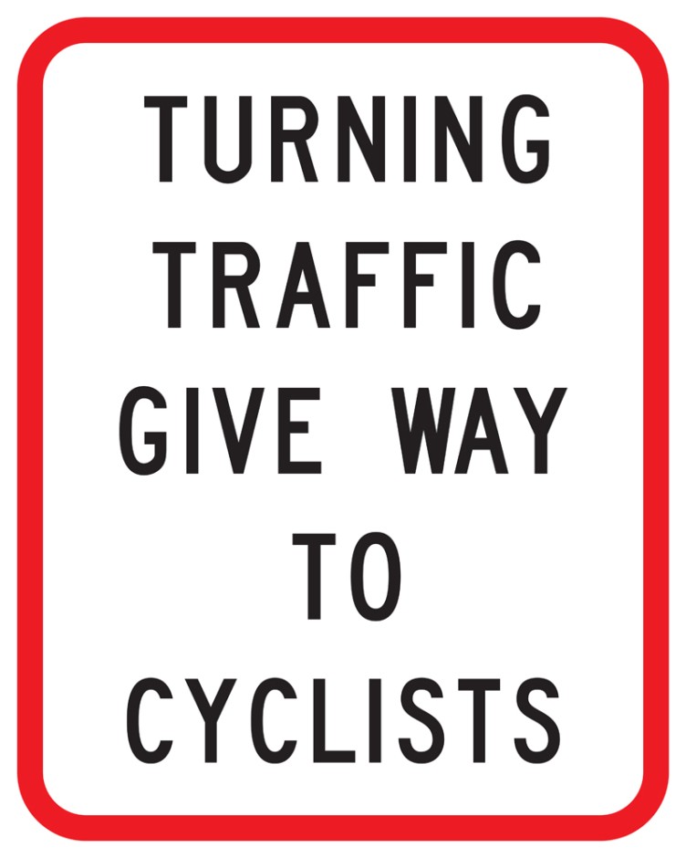 Turning Traffic Give way to Cyclists Supplementary