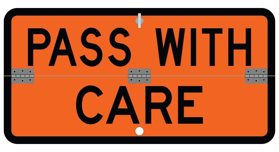 TV4 Hinged Pass With Care Sign (Vehicle Mounted)