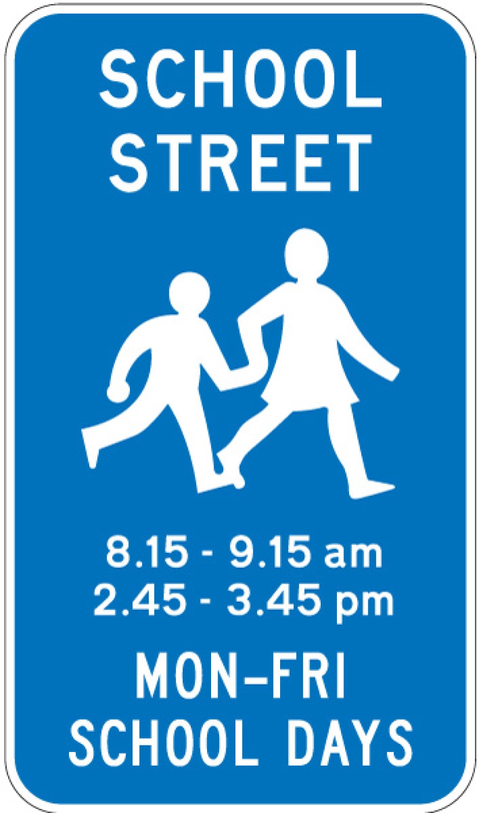 RD75 Community Street Sign - School Days & Times