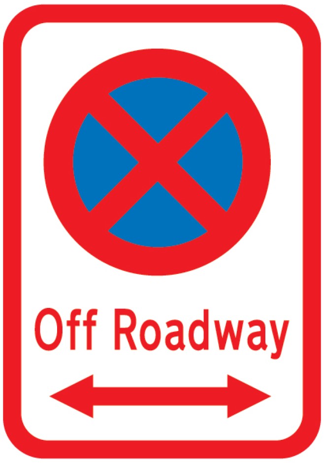 No Stopping Off Roadway Sign